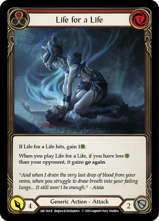 Life for a Life (Red) [ARC164-R] (Arcane Rising)  1st Edition Rainbow Foil - Anime Imports LLC