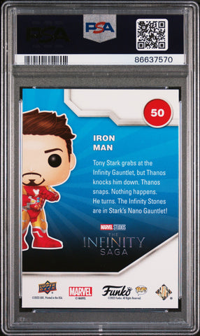 2023 UPPER DECK FUNKO POP MARVEL  IRON MAN GOLD #50  PSA 10 (Online Order Only)