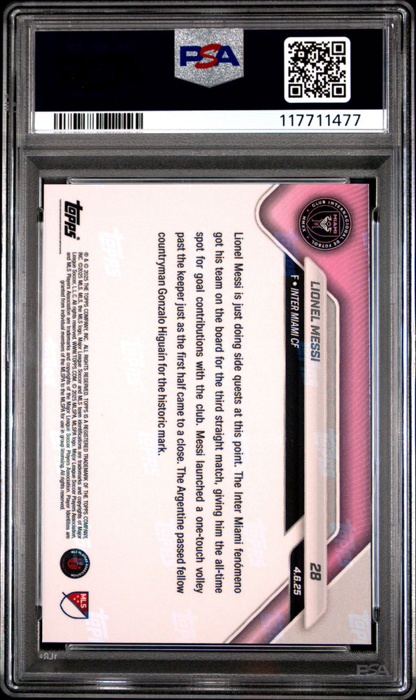 Graded 2025 Topps Now MLS Lionel Messi #28 Soccer Card PSA 10 Gem Mint (ONLINE ORDER ONLY)