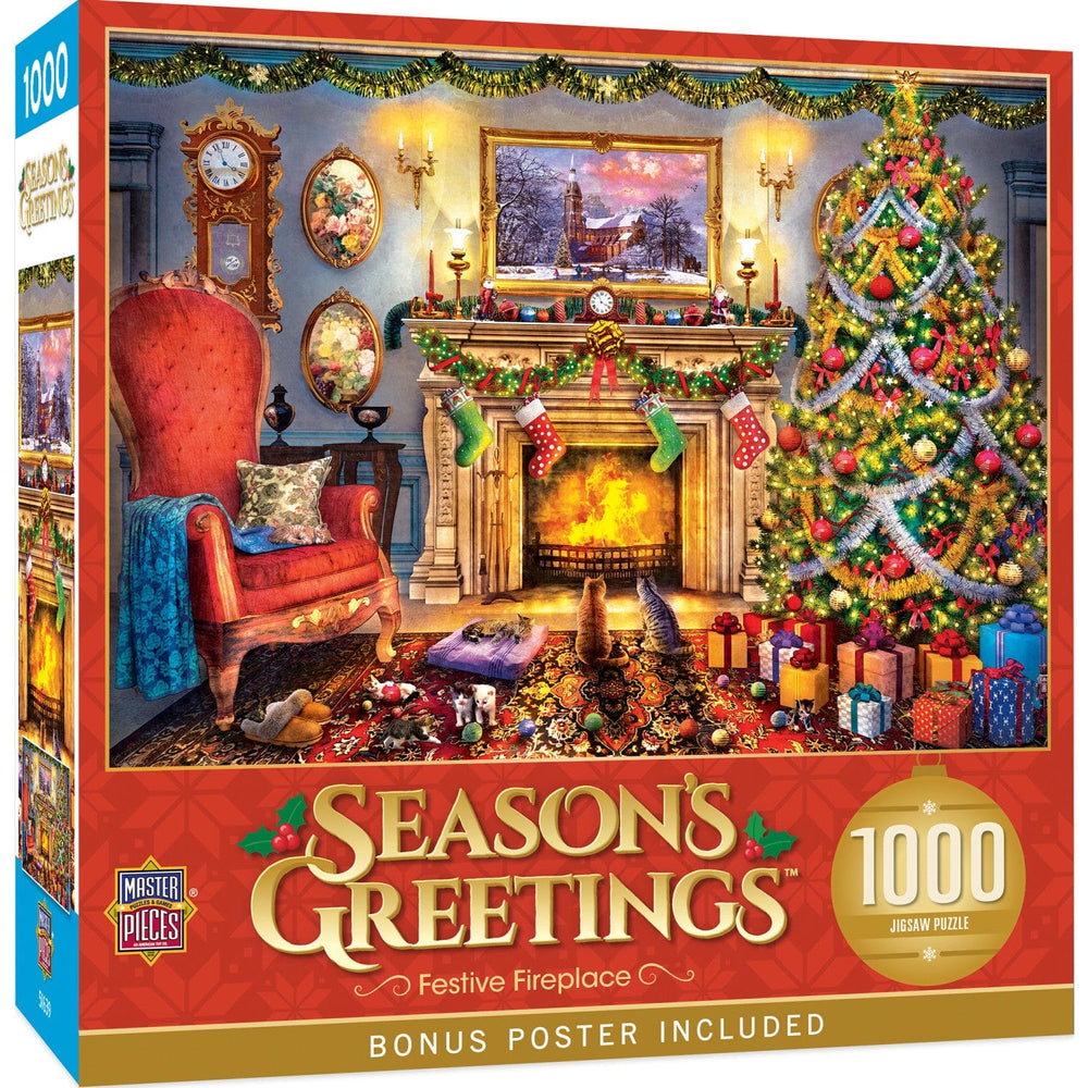 Season's Greetings - Festive Fireplace 1000 Piece Jigsaw Puzzle (ONLINE ORDER ONLY)