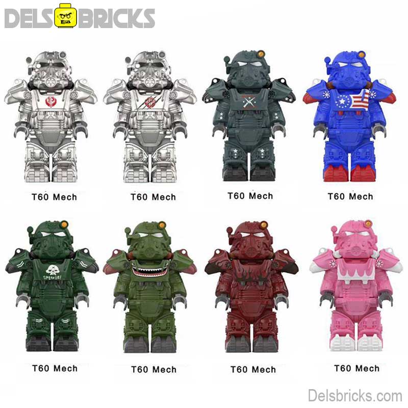Fallout T-60 Power Armor Set of 8 Lego Minifigures Custom video Game Toys S1 (ONLINE ORDER ONLY)