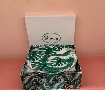 FANCY HOME COLLECTION DESSERT PLATES LEAF / WHITE GREEN SET of 6 (Online Order Only)