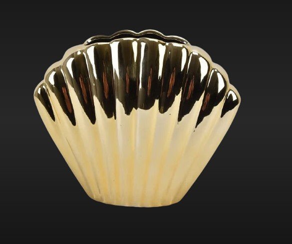FANCY HOME COLLECTION GOLD SHELL CERAMIC VASE (Online Order Only)