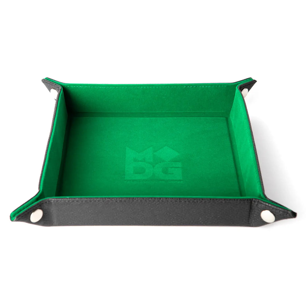 Metallic Dice Games Velvet Folding Dice Tray with Leather Backing 10" x 10"