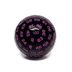 "Purple" Single 100 Sided Polyhedral Dice (D100) | Solid Black Color (45mm) Purple (Online Only)
