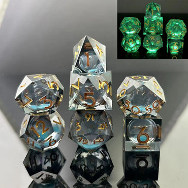 Sharp-Edged Glow in the Dark Liquid Core Dice (ONLINE ORDER ONLY)