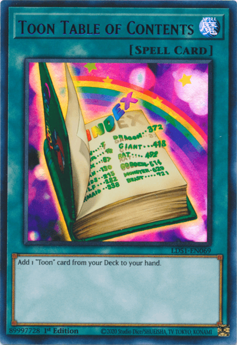 Toon Table of Contents (Blue) [LDS1-EN069] Ultra Rare (ONLINE ORDER ONLY)