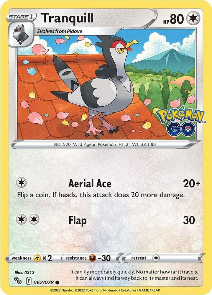 Tranquill (062/078) [Pokémon GO] (Online Only)