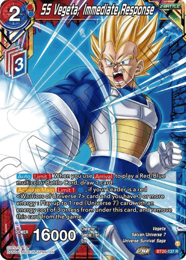 SS Vegeta, Immediate Response (BT20-137) [Power Absorbed] (ONLINE ORDER ONLY)