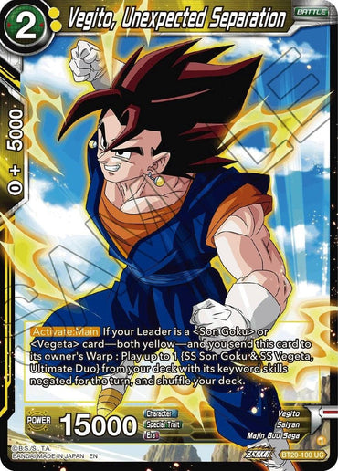 Vegito, Unexpected Separation (BT20-100) [Power Absorbed] (ONLINE ORDER ONLY)