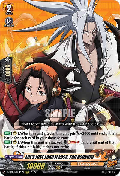 Let's Just Take It Easy, Yoh Asakura (D-TB03/002EN) [Shaman King]