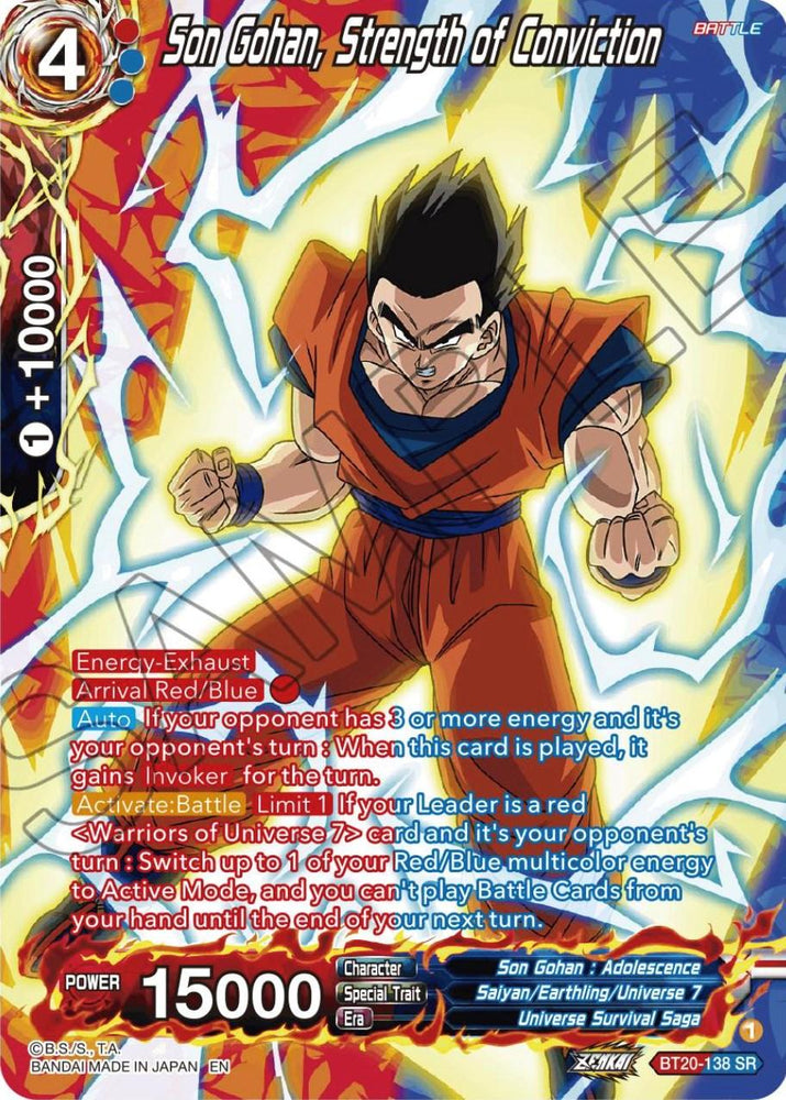 Son Gohan, Strength of Conviction (Silver Foil) (BT20-138) [Power Absorbed] (ONLINE ORDER ONLY)