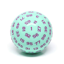 "Mint Rose" Single 100 Sided Polyhedral Dice (D100) | Mint  (45mm) Purple (Online Only)