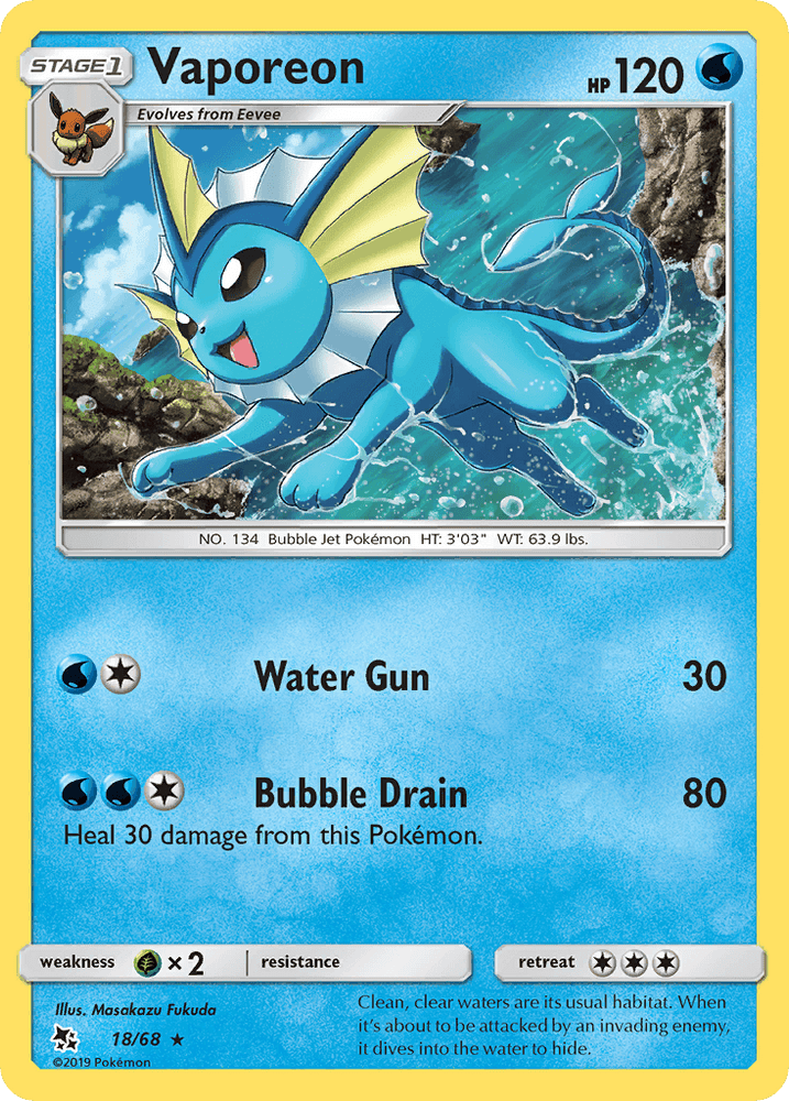 Vaporeon (18/68) [Sun & Moon: Hidden Fates] (Online Only)