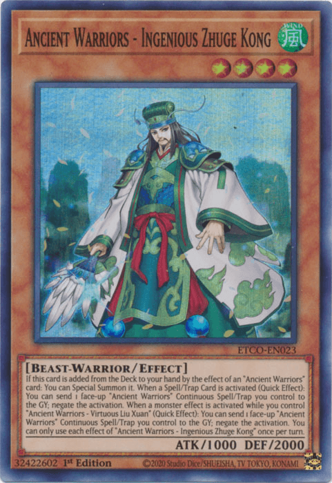 Ancient Warriors - Ingenious Zhuge Kong [ETCO-EN023] Super Rare (ONLINE ORDER ONLY)