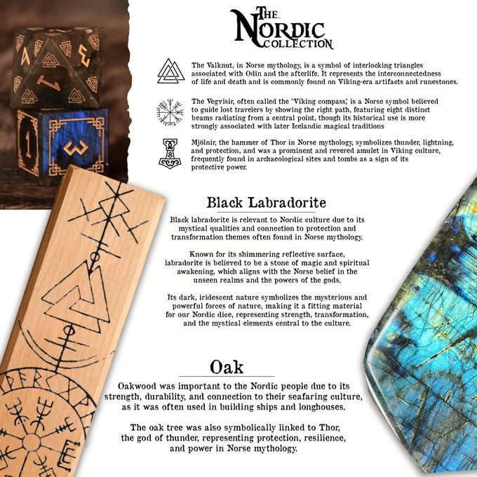 Nordic Black Labradorite Stone Dice Set - Dice Around the World Collection (ONLINE ORDER ONLY)