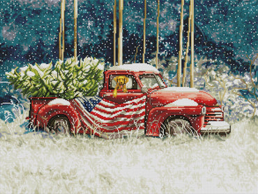 Diamond Art Club – Vintage Red Truck Diamond Painting (Square Drill, 29" x 22") (ONLINE ORDER ONLY)