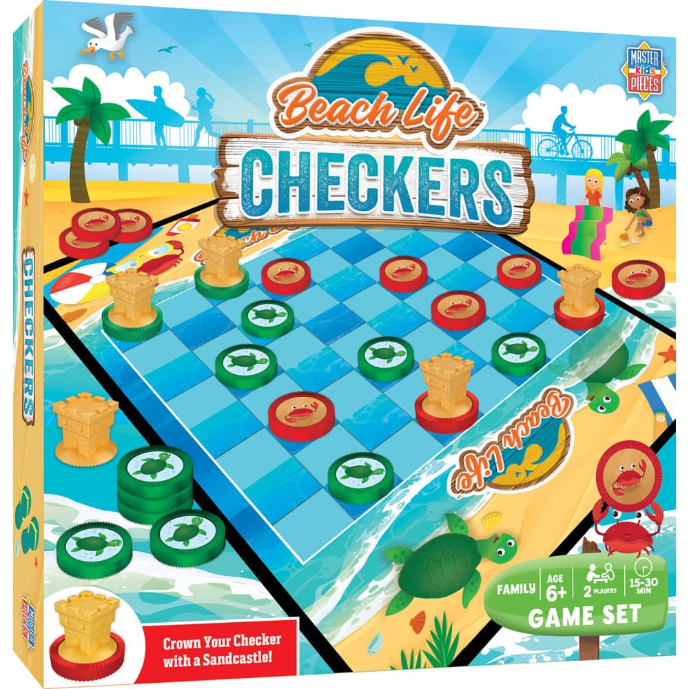 Beach Life Checkers Board Game