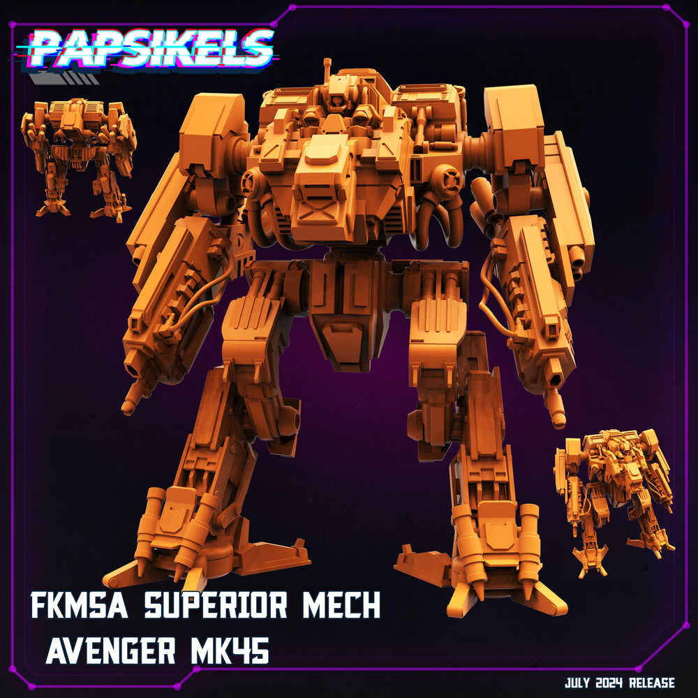 3D Printed Papsikels Fkmsa Superior Mech Avenger Mk45 July 2024 Cyberpunk 28mm 32mm (Online Only)