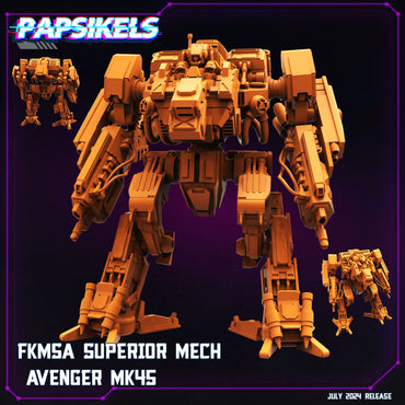 3D Printed Papsikels Fkmsa Superior Mech Avenger Mk45 July 2024 Cyberpunk 28mm 32mm (Online Only)