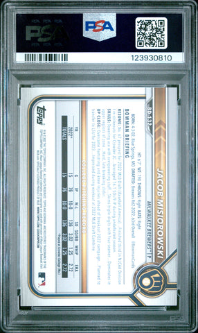 Graded 2022 Topps Bowman Draft Jacob Misiorowski #BD132 Rookie RC Baseball Card PSA 10 Gem Mint (ONLINE ORDER ONLY)