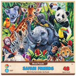 Wood Fun Facts - Safari Friends 48 Piece Wood Jigsaw Puzzle