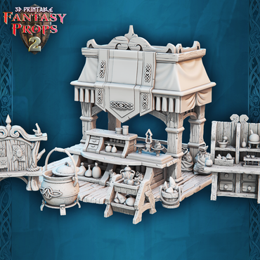 3D Printed STL Miniatures Fantasy Props 2 Herb Stall 28 - 32mm War Gaming D&D (Online Only)