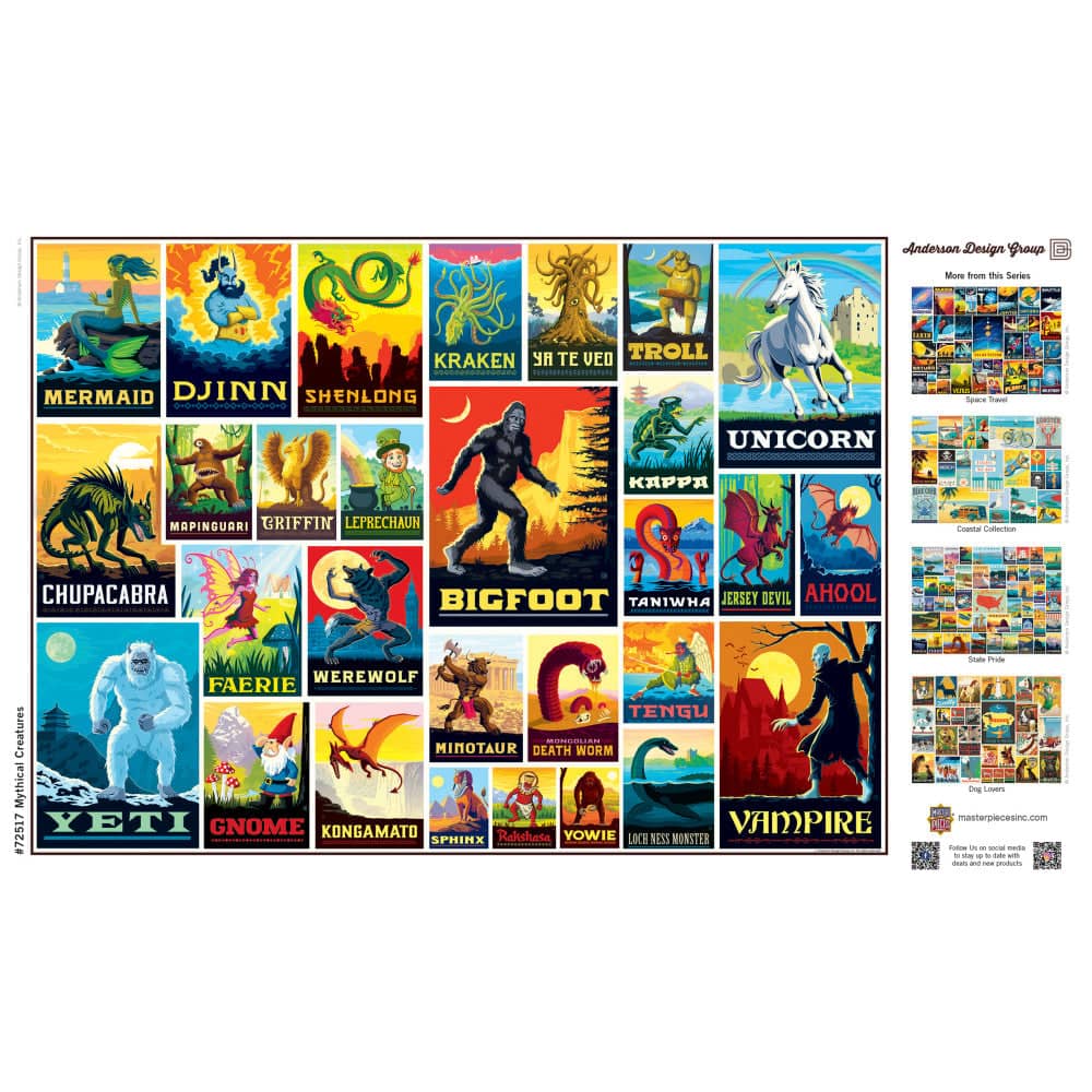 Vintage Posters - Mythical Creatures 1000 Piece Jigsaw Puzzle (ONLINE ORDER ONLY)