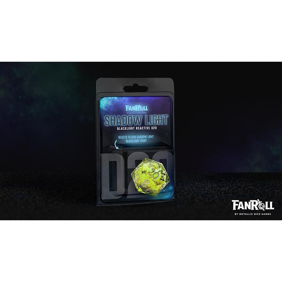 Fanroll: Shadow Light UV Reactive Individual D20 Elixir Liquid Core Dice (Online Order Only)