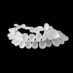 8x6-16x11mm Frosted Crystal Quartz Plain Pear Beads 8 inch 55 pieces (ONLINE ORDER ONLY)
