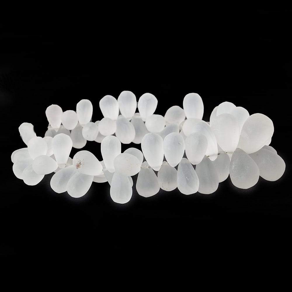 9x5-14x9mm Frosted Crystal Quartz Plain Tear Drop Beads 8 inch 72 pieces (ONLINE ORDER ONLY)