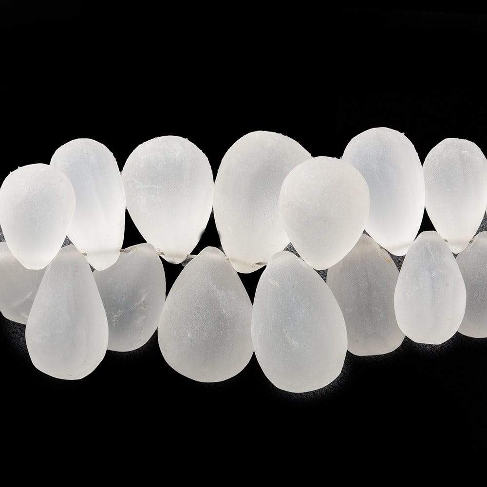 9x5-14x9mm Frosted Crystal Quartz Plain Tear Drop Beads 8 inch 72 pieces (ONLINE ORDER ONLY)