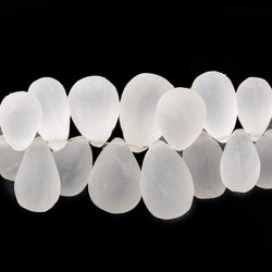 9x5-14x9mm Frosted Crystal Quartz Plain Tear Drop Beads 8 inch 72 pieces (ONLINE ORDER ONLY)