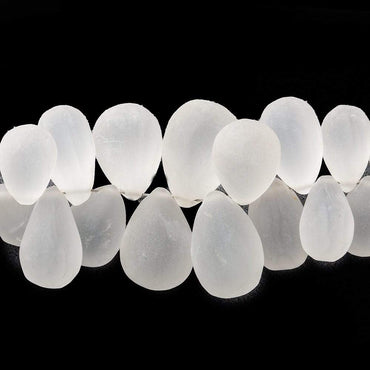 9x5-14x9mm Frosted Crystal Quartz Plain Tear Drop Beads 8 inch 72 pieces (ONLINE ORDER ONLY)