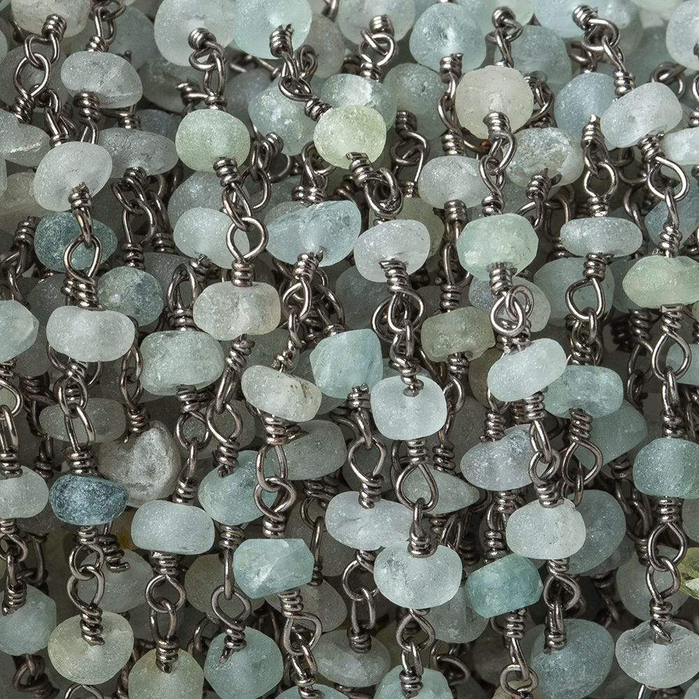 Frosted Multi Beryl plain rondelle Black Gold plated Chain by the foot 39 pcs (ONLINE ORDER ONLY)