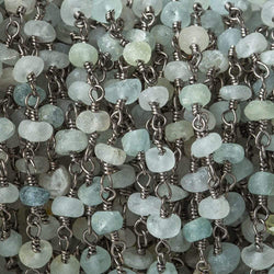 Frosted Multi Beryl plain rondelle Black Gold plated Chain by the foot 39 pcs (ONLINE ORDER ONLY)