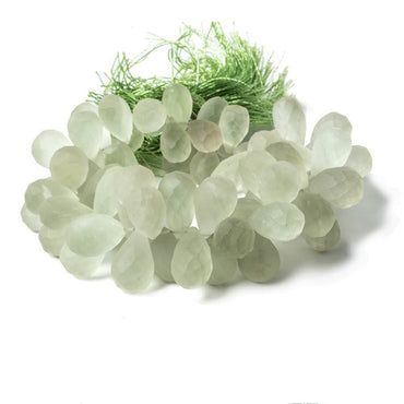 12x8-15x9mm Frosted Prasiolite Faceted Tear Drop Beads 7.5 inch 67 pieces (ONLINE ORDER ONLY)