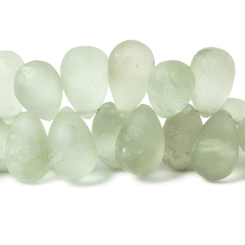 12x7-16x9mm Frosted Prasiolite Plain Tear Drop Beads 7 inch 50 pieces (ONLINE ORDER ONLY)