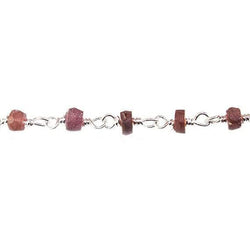 Frosted Rhodolite Garnet plain rondelle Silver plated Chain by the foot 38 pcs (ONLINE ORDER ONLY)