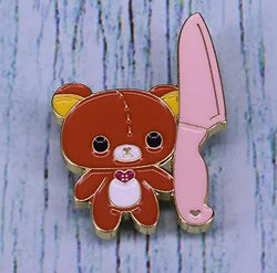 Cute Bear with Knife Meme Enamel Pins Near Me (ONLINE ORDER ONLY)