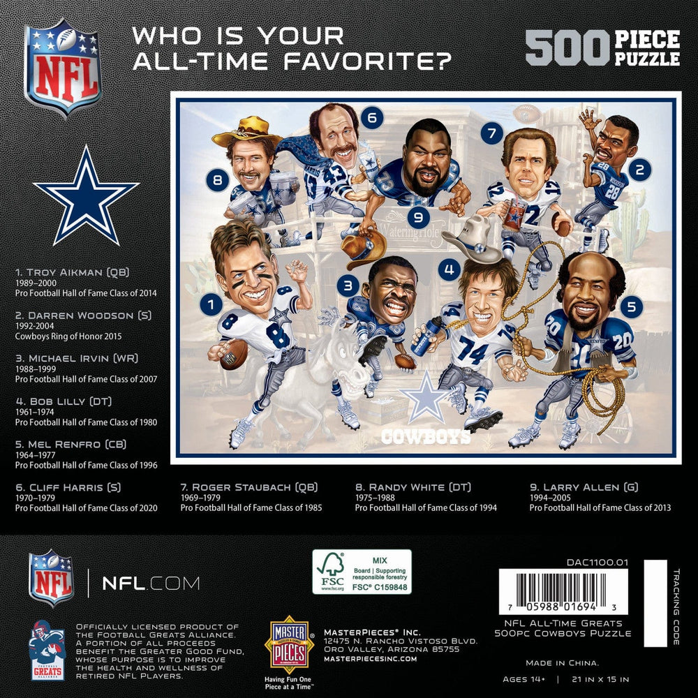 Dallas Cowboys - All Time Greats 500 Piece Jigsaw Puzzle (ONLINE ORDER ONLY)