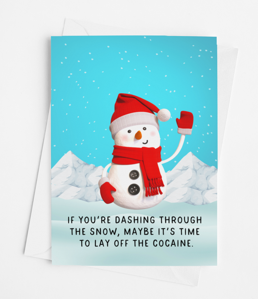 Dashing Through the Snow Card | Funny Christmas Snowman Holiday Card (ONLINE ORDER ONLY)