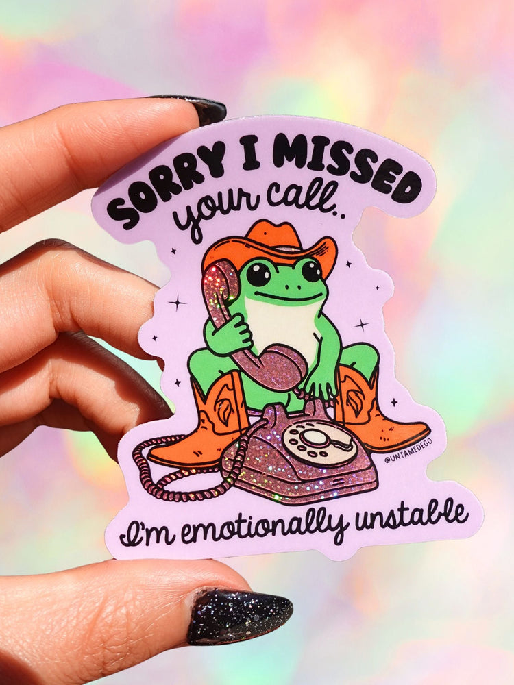 Sorry I Missed Your Call – Cowboy Frog Glitter Vinyl Sticker (ONLINE ORDER ONLY)