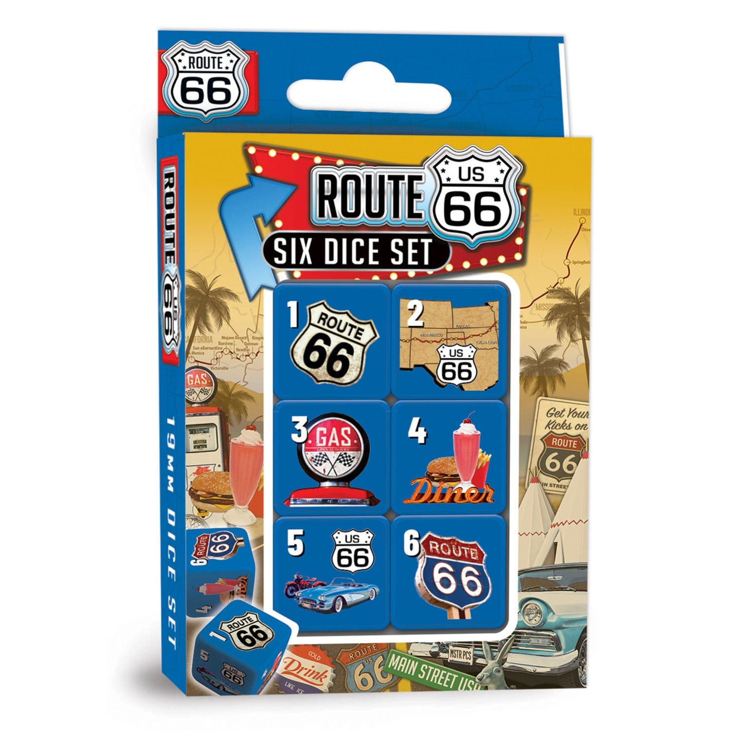 Route 66 - 6 Piece D6 Gaming Dice Set (ONLINE ORDER ONLY)