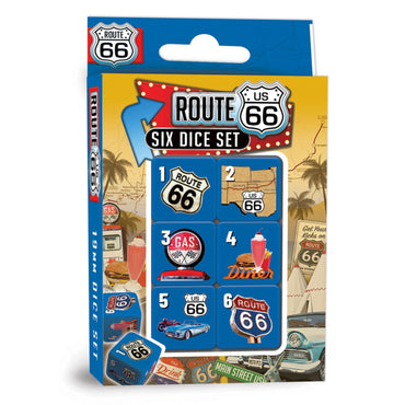 Route 66 - 6 Piece D6 Gaming Dice Set (ONLINE ORDER ONLY)