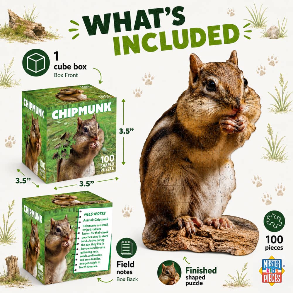 Chipmunk 100 Piece Shaped Jigsaw Puzzle