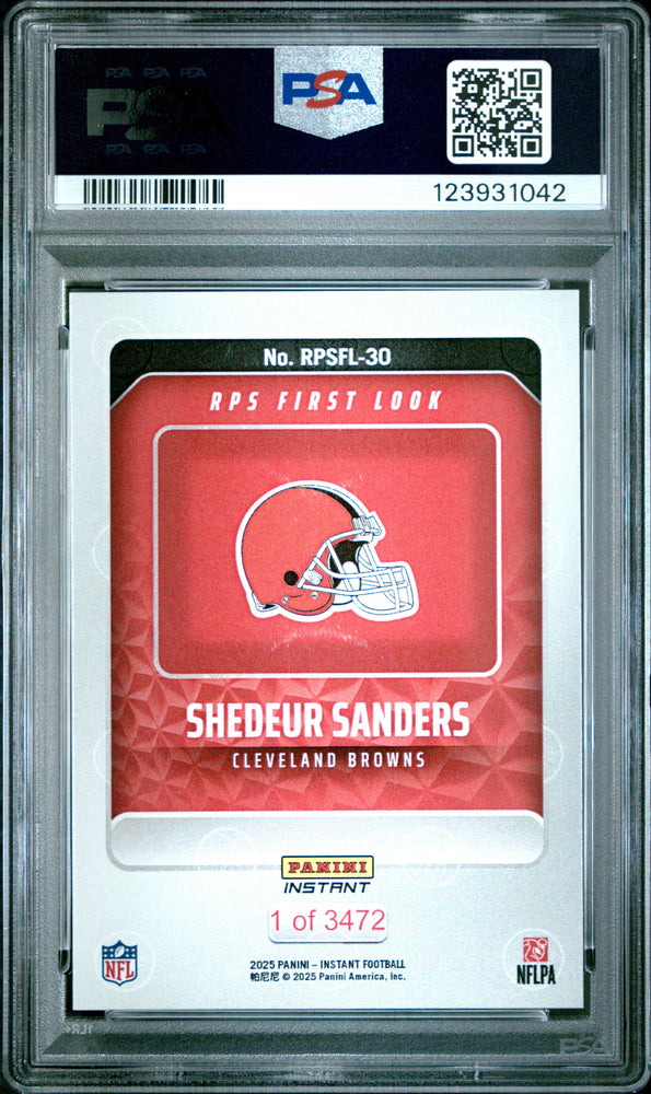 Graded 2025 Panini Instant Shedeur Sanders #RPSFL30 RPS First Look Rookie RC Football Card PSA 9 Mint (ONLINE ORDER ONLY)