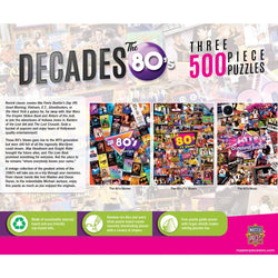 Decades - The 80's 500 Piece Jigsaw Puzzles 3-Pack