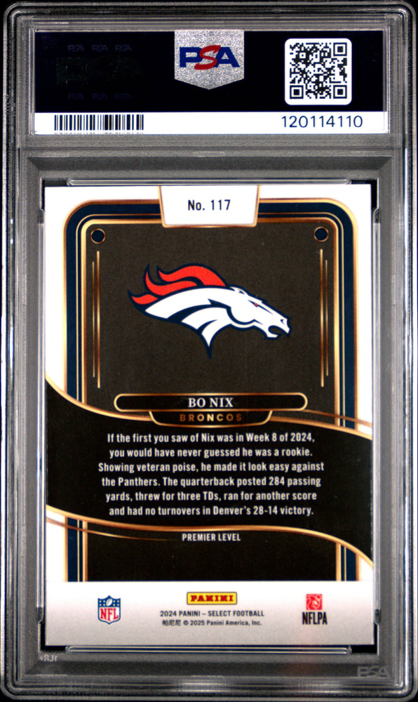 Graded 2024 Panini Select Bo Nix #117 Rookie RC Football Card PSA 10 Gem Mint (ONLINE ORDER ONLY)
