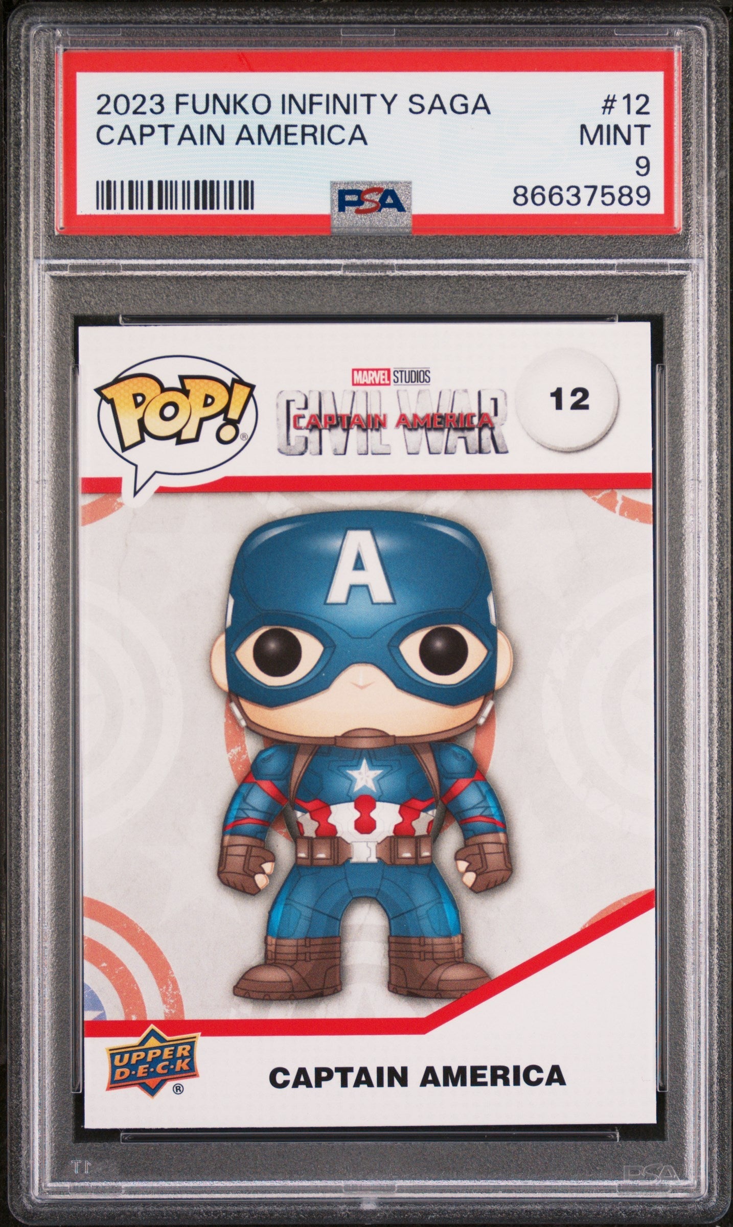 2023 UPPER DECK FUNKO POP MARVEL  CAPTAIN AMERICA  #12  PSA 9 (Online Order Only)